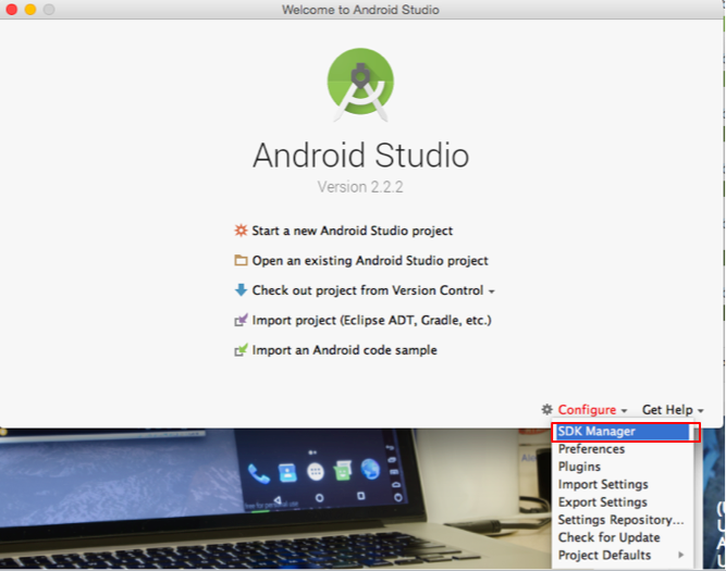 launch standalone sdk manager android studio 3.0