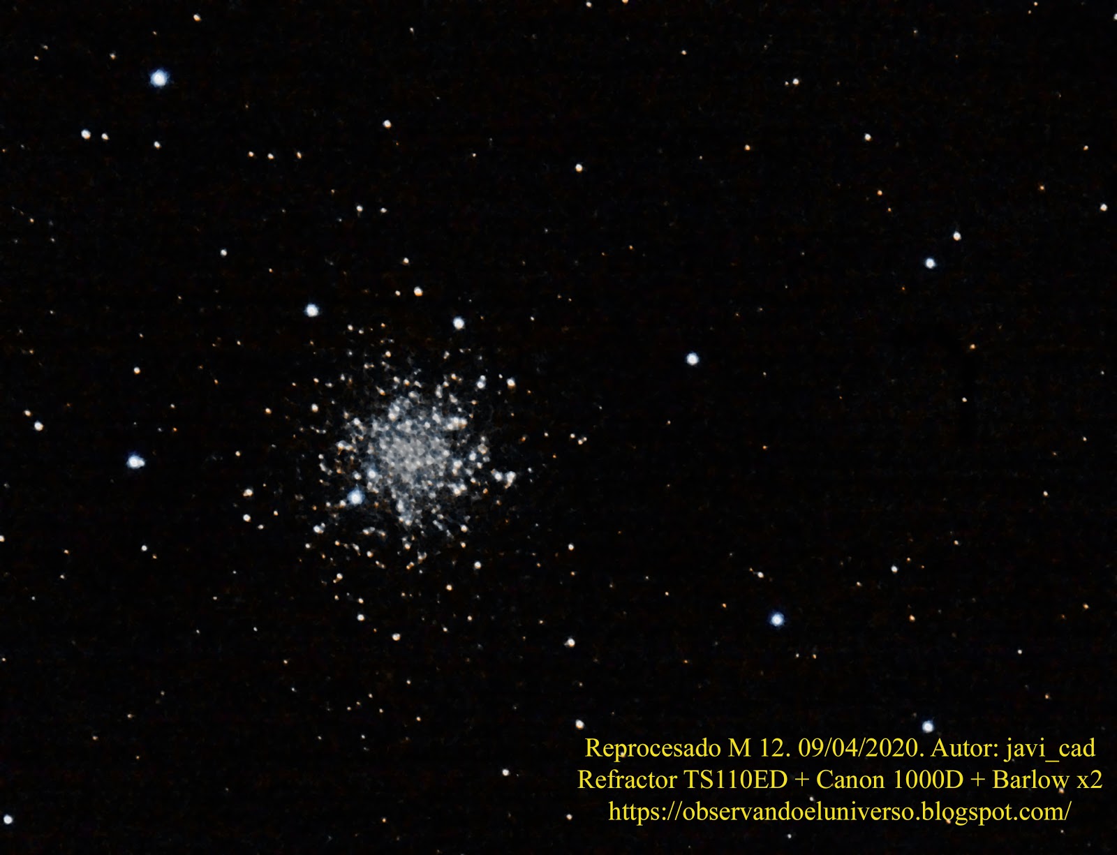 Observando el Universo Cúmulo Globular M 12 (Reprocesado)