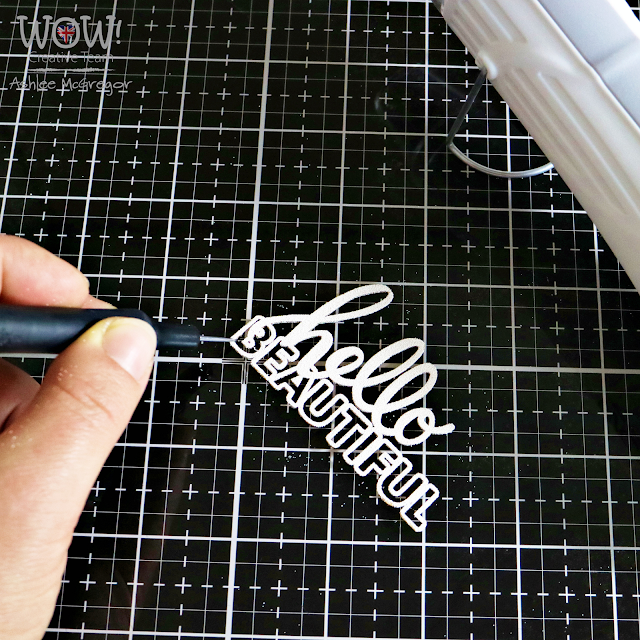 Embossed chipboard and sparkles with Ashlee