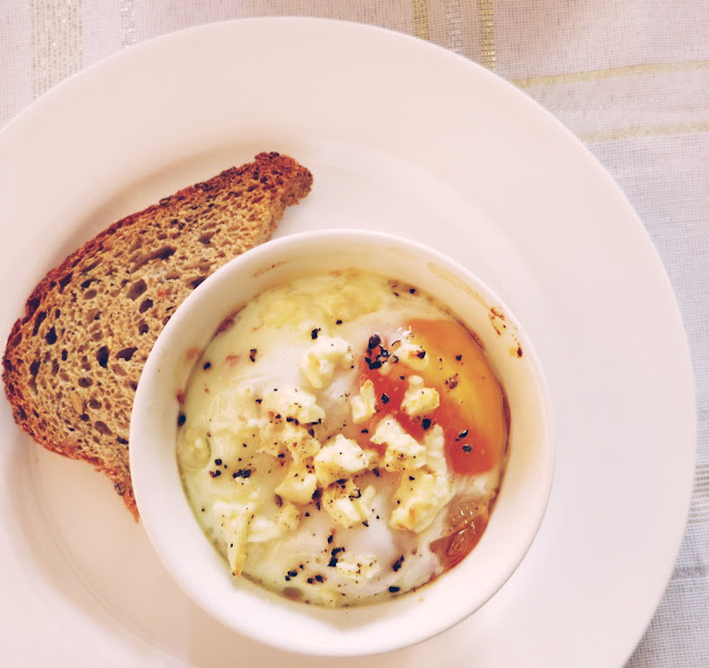 Baked eggs and gluten free bread