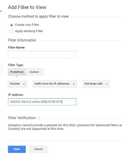 Filter IPV6 address internal