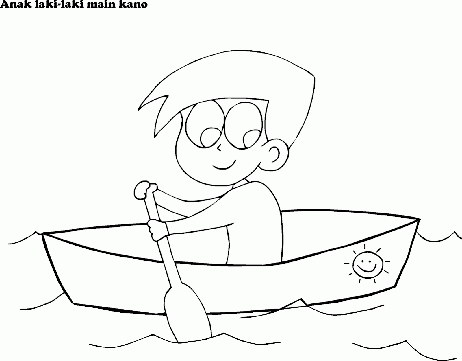Mewarnai Gambar Anak Anak Main Kano Perahu Sanpan Contoh Anak PAUD