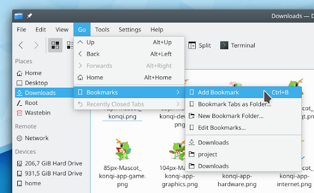 Novos bookmarks no KDE Plasma