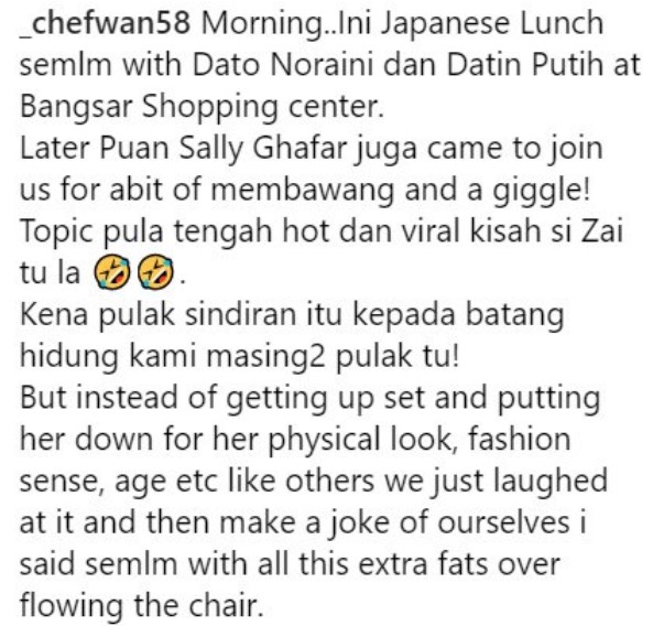 Gelagat Chef Wan Perli Pengkritik Fesyen Terkenal Buat Netizen Pecah Perut Gelagat Chef Wan Perli Pengkritik Fesyen Terkenal Buat Netizen Pecah Perut