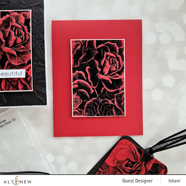 Double and spotlight embossing, heat embossing with embossing folders, Spotlight embossing and eclipse die cutting technique with embossing folder, Altenew Roses card, Embossing folder card, Craft your life Project kit - Garden rose, How to use embossing folder video tutorial,  Altenew Garden rose, Rose card, heat embossing with embossing folders,  Quillish, Ishani