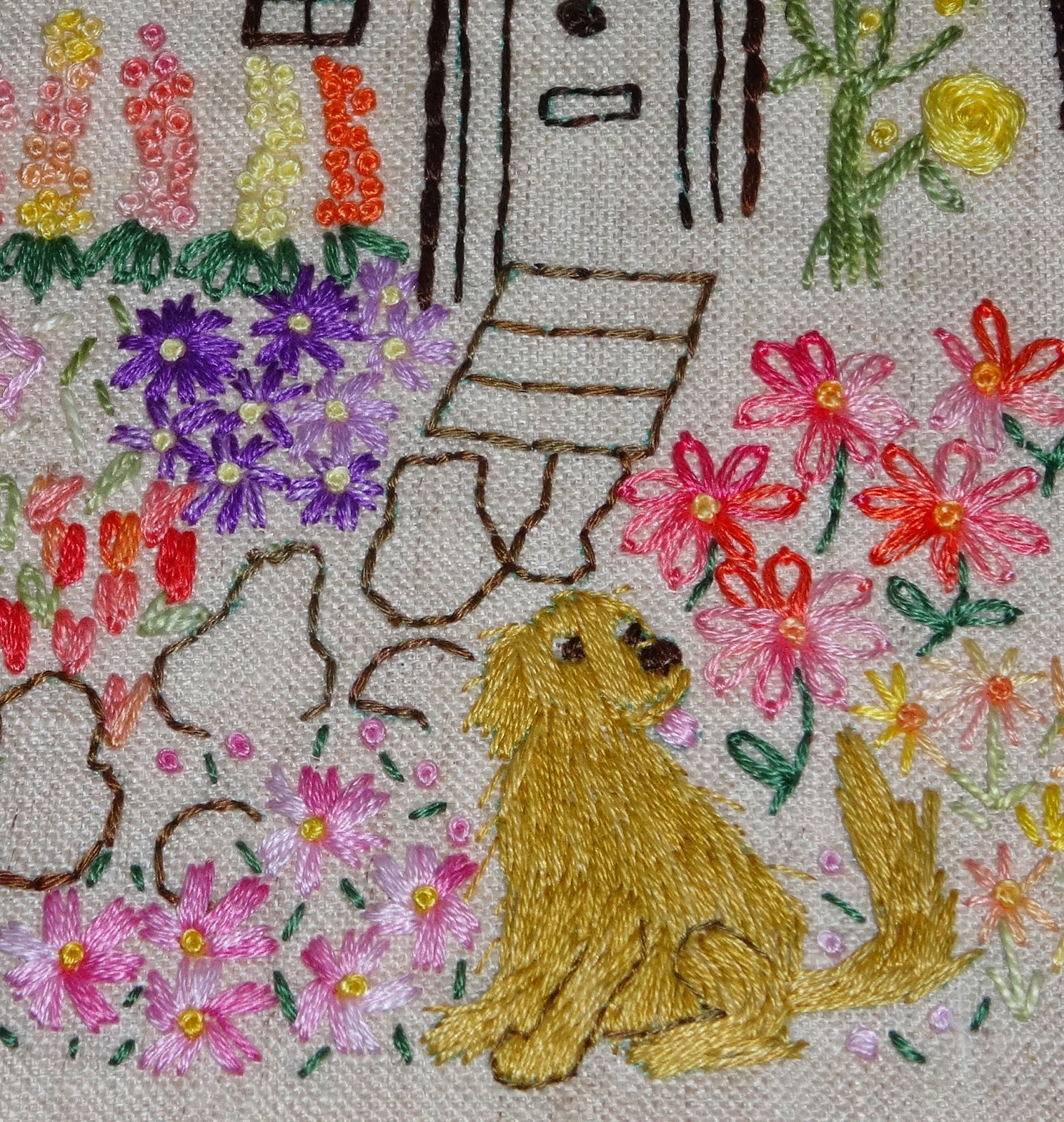 Emily's Cupboard Cottage Garden Embroidery finally finished!
