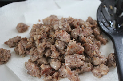 Browned, crumbled sausage