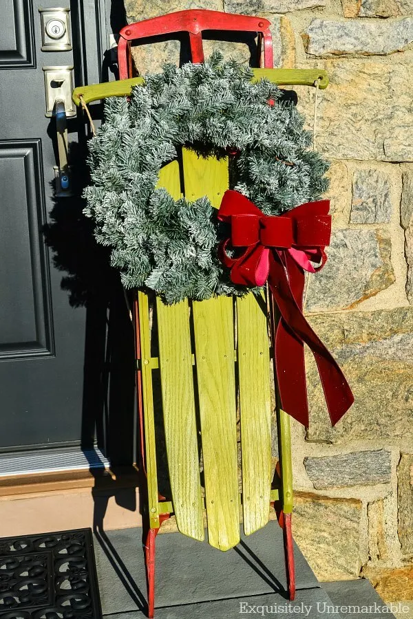 DIY Front Porch Winter Sled Makeover