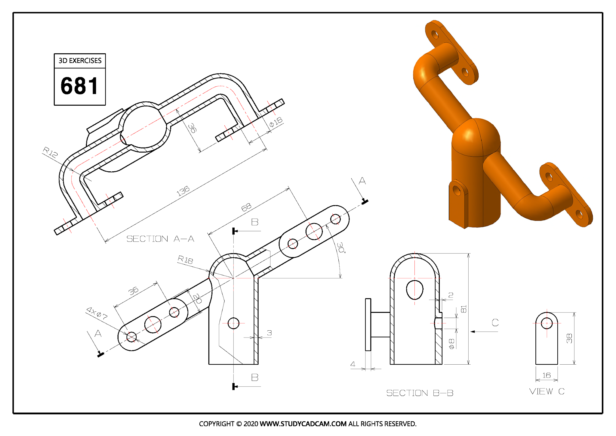 3D CAD EXERCISES 681 - STUDYCADCAM