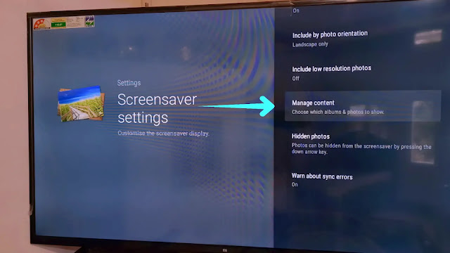 manage content settings Manage content in screensaver settings