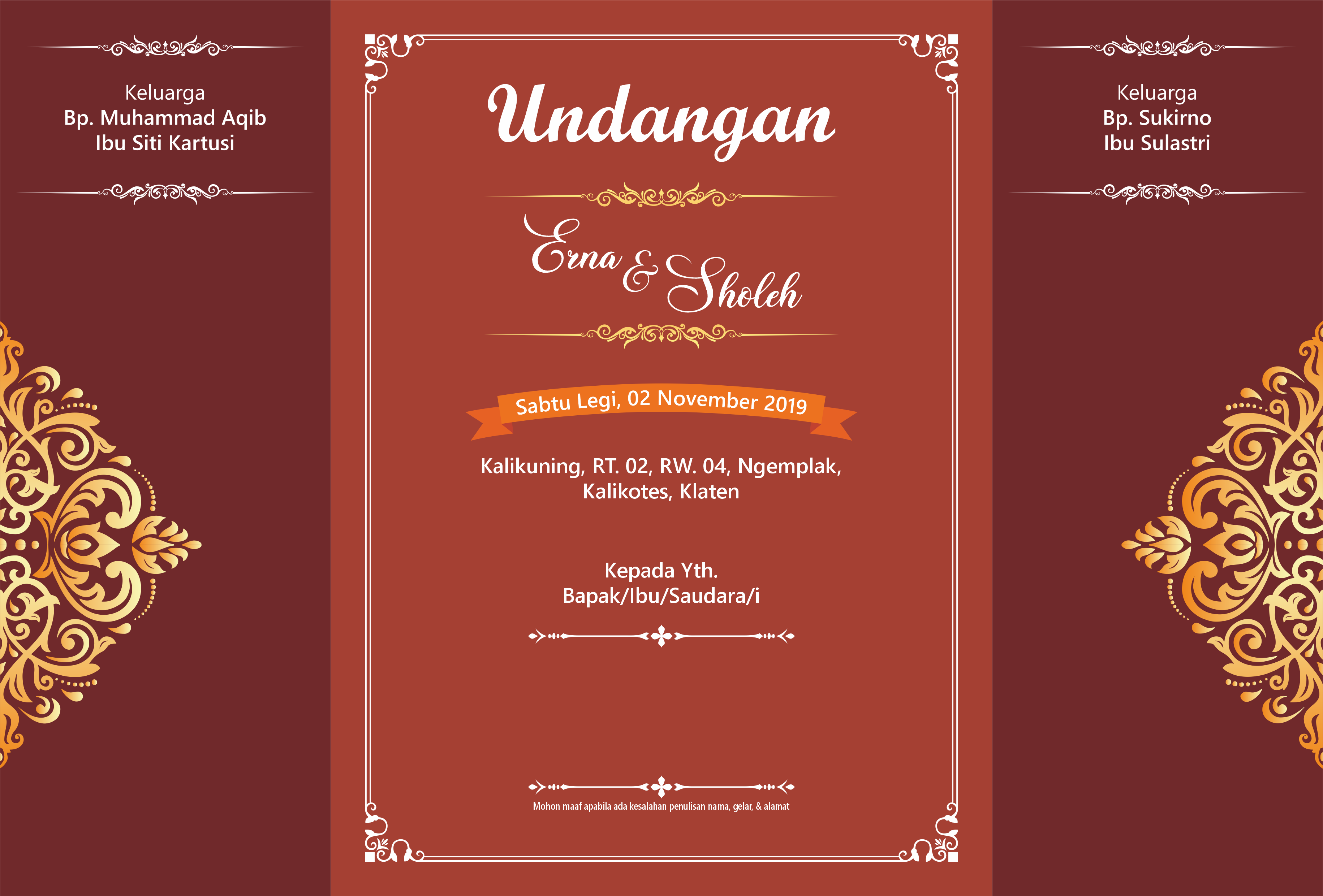 Download Template Undangan Pernikahan Format Cdr Lembar Vector Images