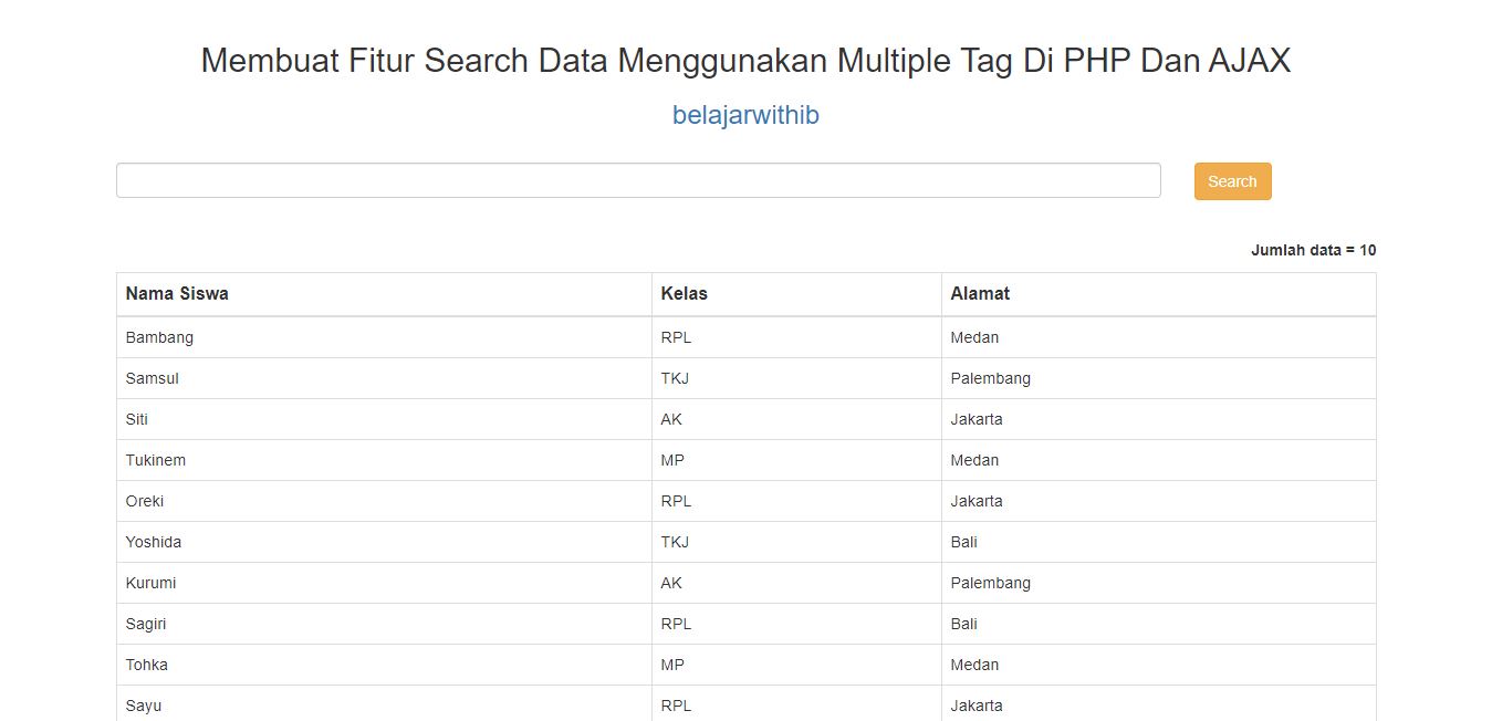 Membuat Fitur Search Data Menggunakan Multiple Tag Di PHP Dan AJAX