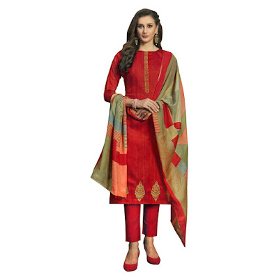 Long Trouser Salwar-Kameez Suit Printed Dupatta