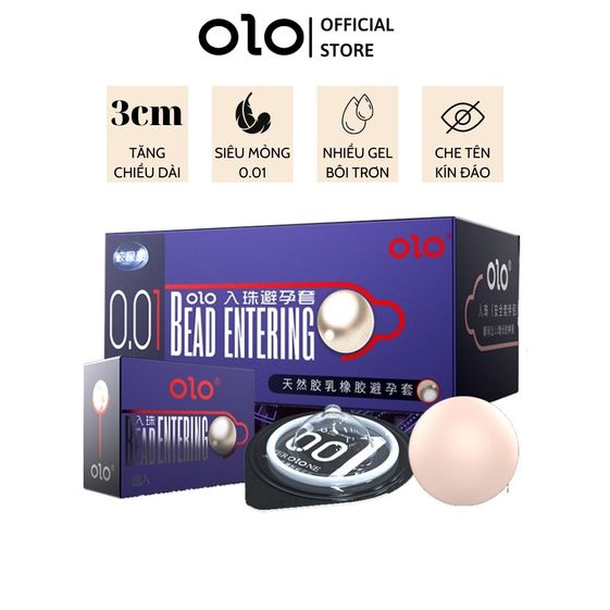 BAO CAO SU OLO SIÊU MỎNG 0.01MM, GEL BÔI TRƠN HYALURONIC ACID GỐC NƯỚC, 1 VIÊN SILICON 3CM KÍCH THÍCH ĐIỂM G – HỘP 1 BAO