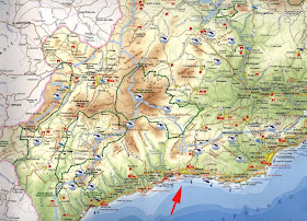 Map of Spain Tourism Region and Topography: Malaga Tourism Map Region