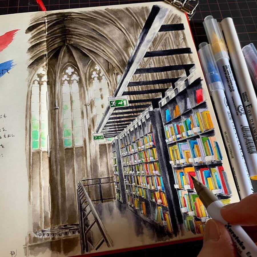 03-Gothic-Church-Bookhandel-Dominicanen-Drawings-Rihiko-www-designstack-co