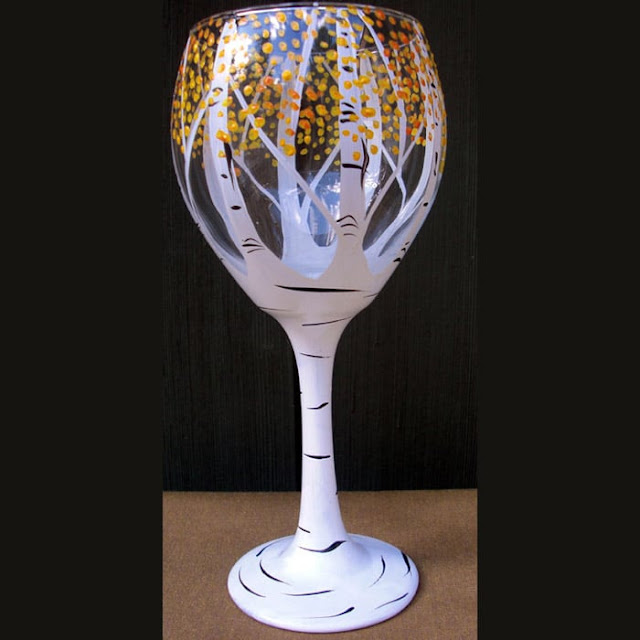 Trees hand-painted wine glasses DIY