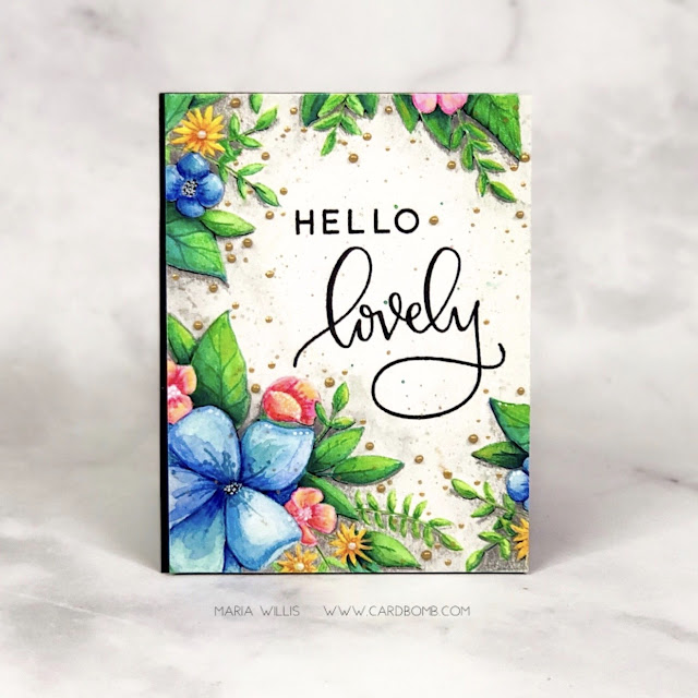 Maria Willis, #cardbomb, #concord&9th, Hello Lovely, #cards, #stamp, #ink, #paper, #craft, #create, #art, #handmade, #diy, #cardmaker, #watercolor, #nuvo, #danielsmithwatercolors