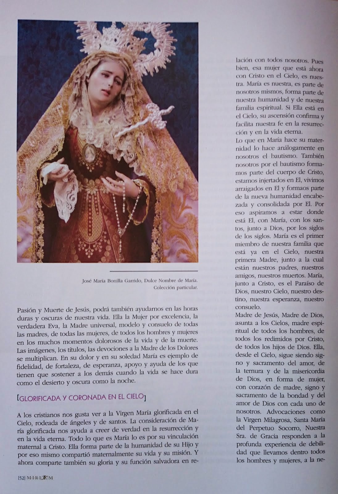 Publicación en la Revista Mariana Universal, M.I.R.I.A.M   Iglesia del Santo Angel Sevilla.