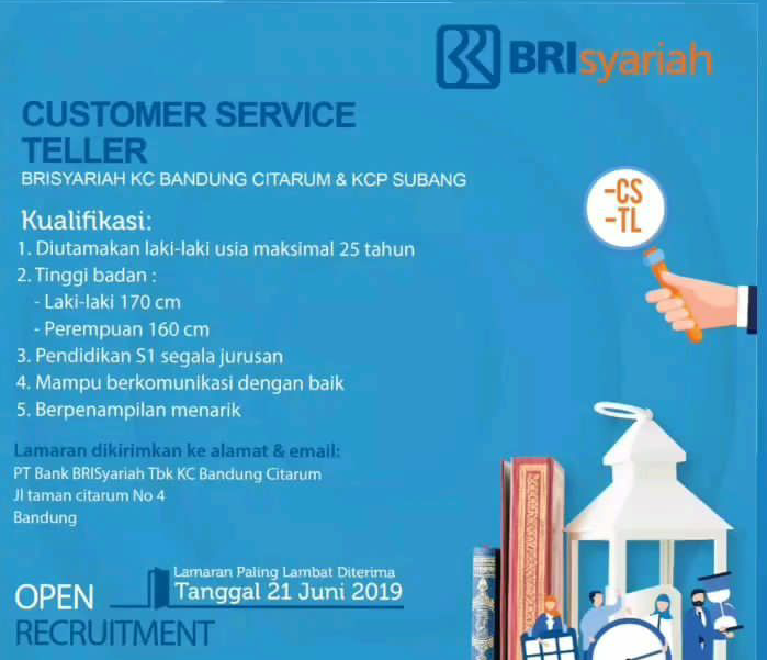 Penerimaan Pegawai PT Bank BRISyariah Tbk Bandung dan ...