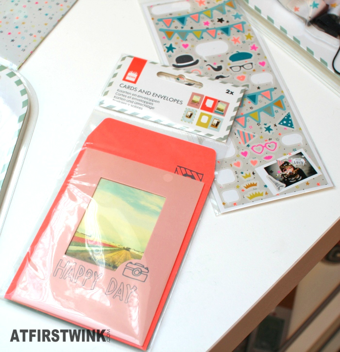 HEMA instax mini picture card and envelope, €2  HEMA instax mini picture stickers (2 sheets), €1
