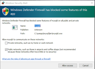 xampp tidak bisa start karena firewall