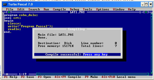 Cara Mengkompilasi Program Pada Turbo Pascal 7.0