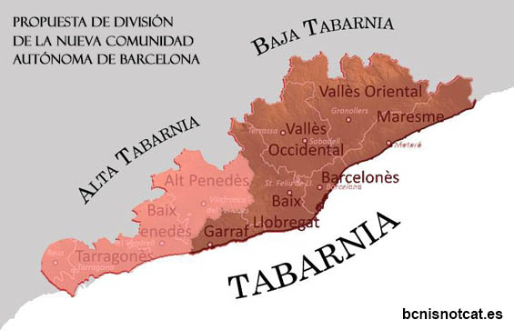 Propuesta de división administrativa de la nueva comunidad autónoma de Barcelona