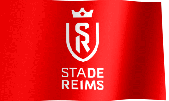 The waving flag of Stade de Reims with the logo (Animated GIF) (Drapeau Stade de Reims)