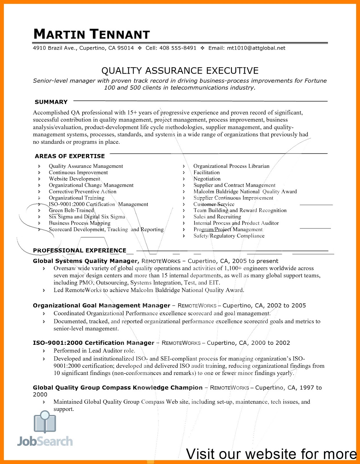 Software Quality Assurance Resume Examples 2022