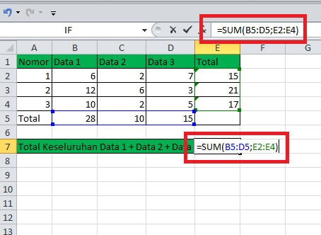 penjumlahan otomatis di excel