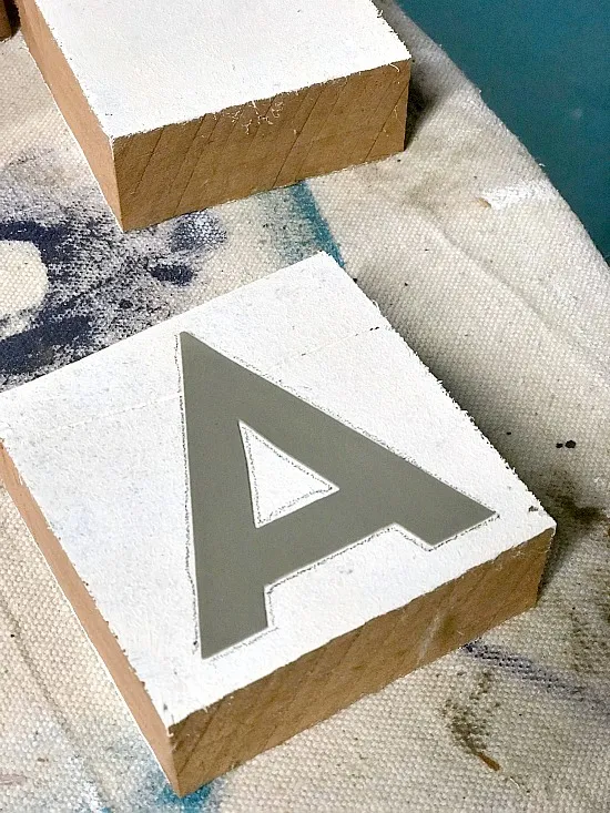 Tracing letters onto the blocks