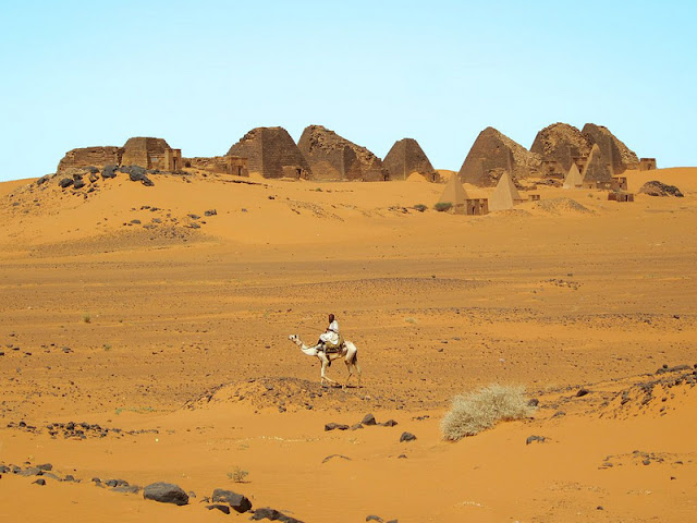 The 100 tomb pyramids at Begrawiya which was abandoned in the fourth century AD when trade routes shifted from the Mediterranean to the Red Sea. The 100 tomb pyramids at Begrawiya which was abandoned in the fourth century AD when trade routes shifted from the Mediterranean to the Red Sea.