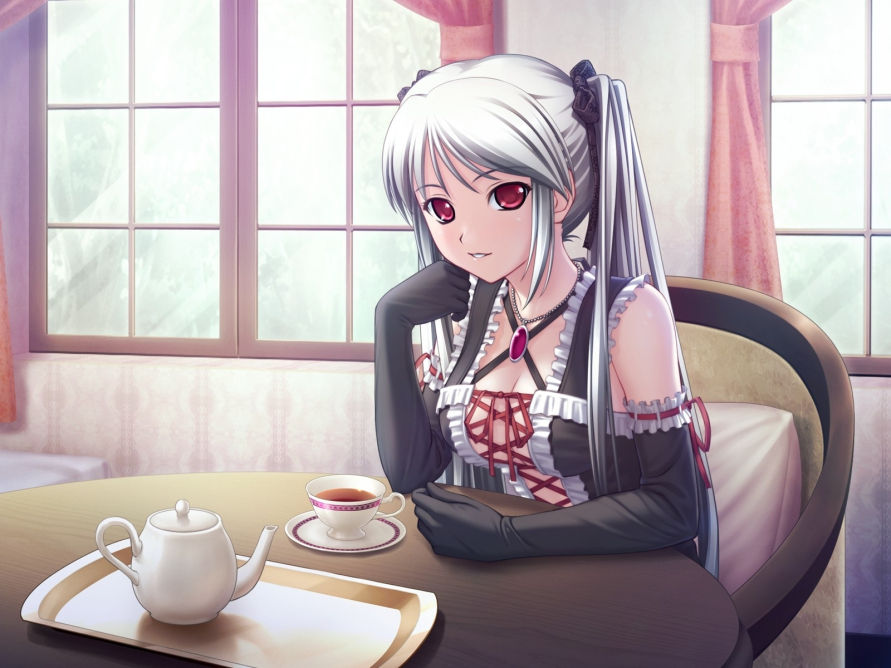 Anime girls drinking tea  animoe