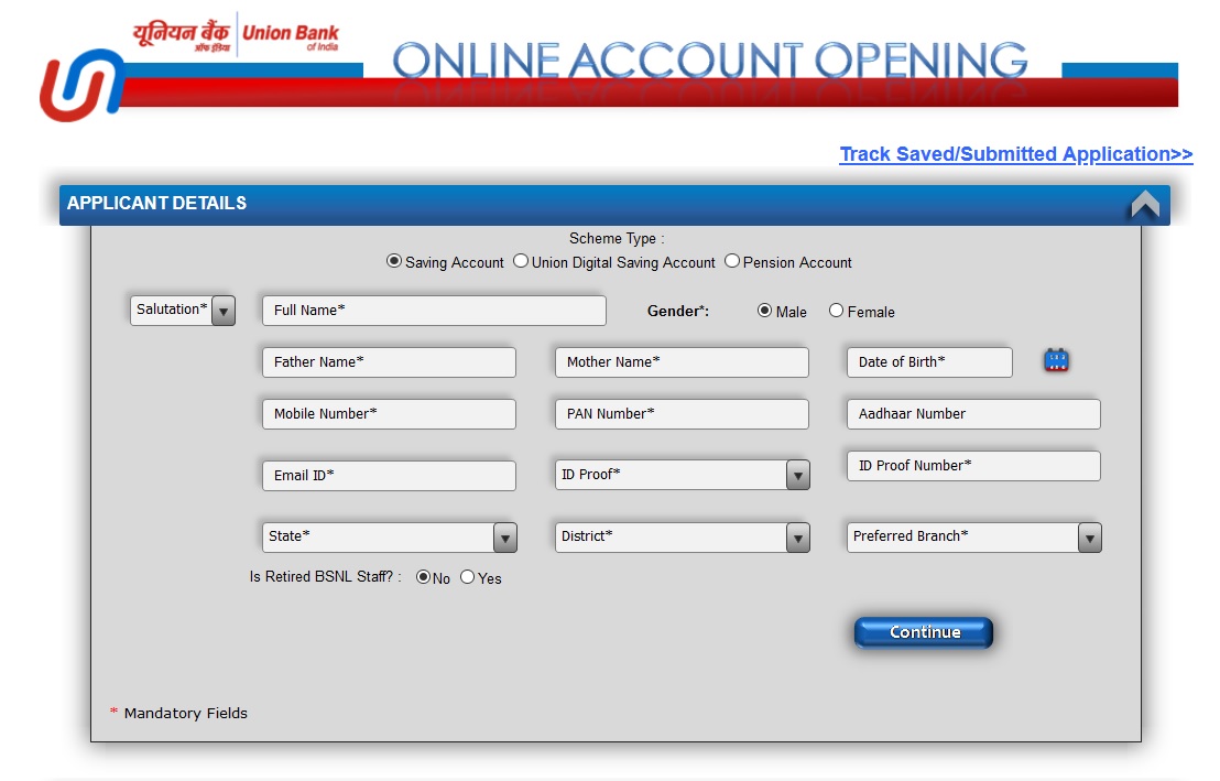 Zero Balance Account Opening Online Union Bank of India Zero Balance