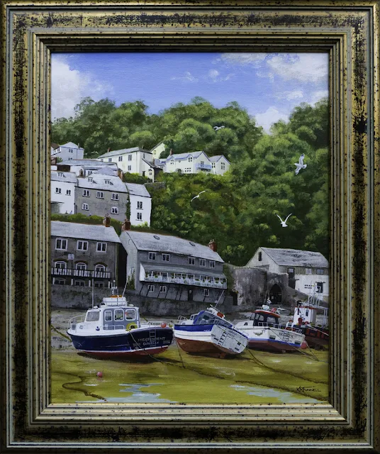 Clovelly Harbour. Artist Ken Funnell 