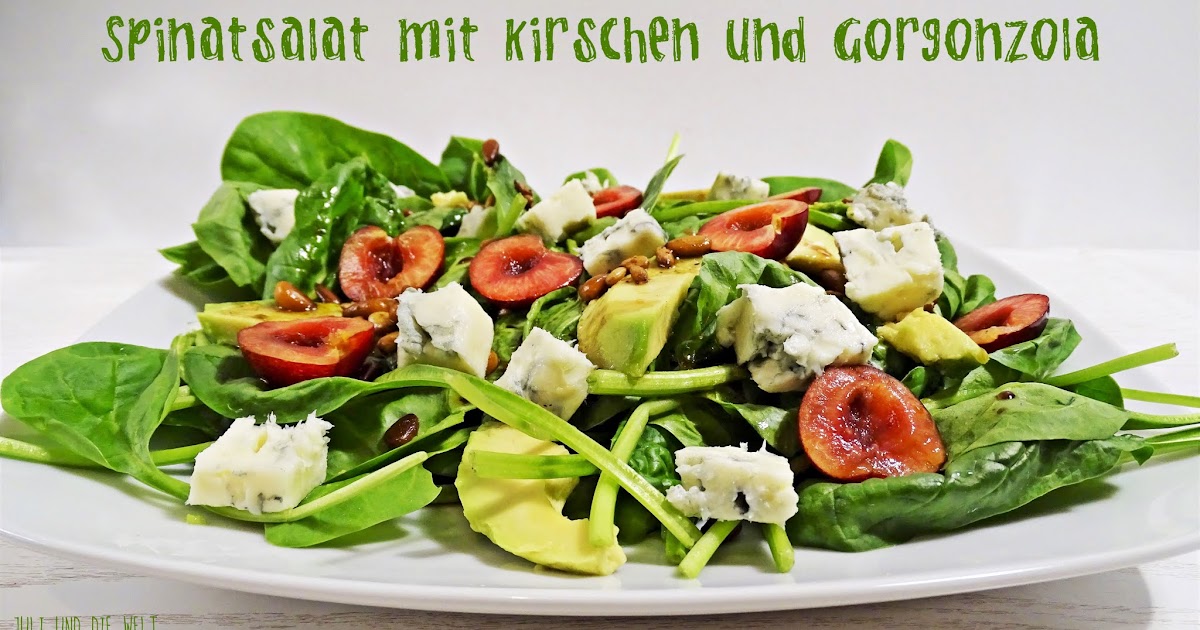 Spinatsalat mit Kirschen und Gorgonzola
