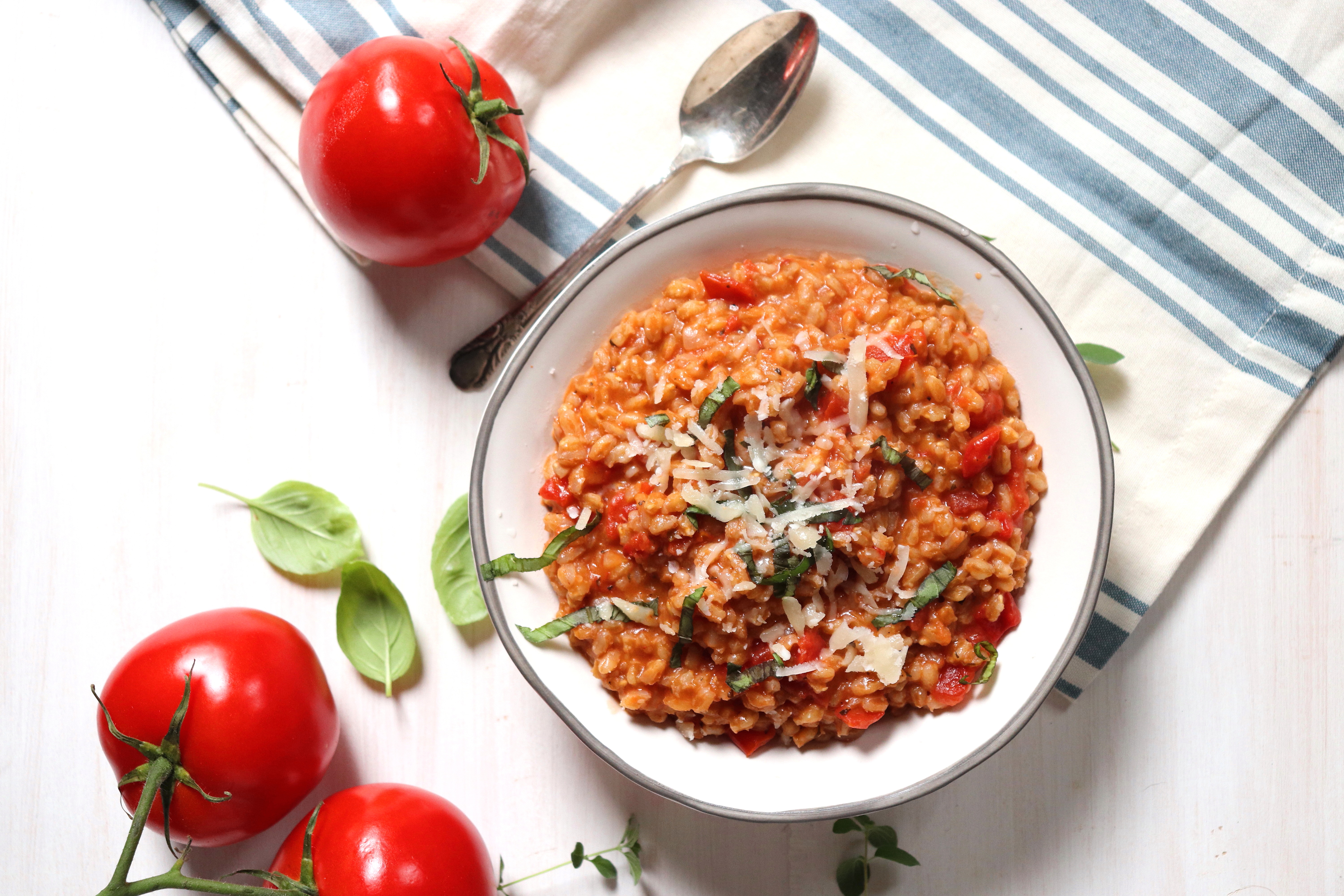 Annie à la Mode Tomato Basil Farro Risotto