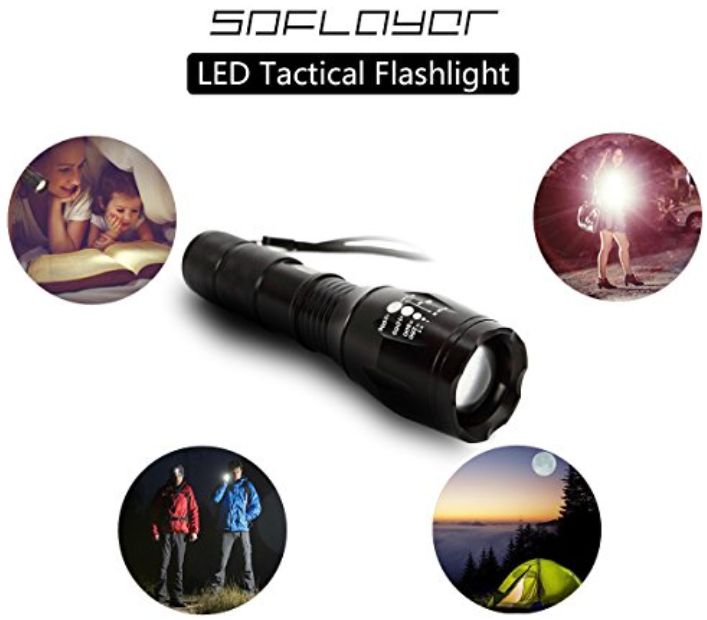 SDFLAYER Flashlight: Rechargeable High Powered Zoomable Handheld LED Torch Light