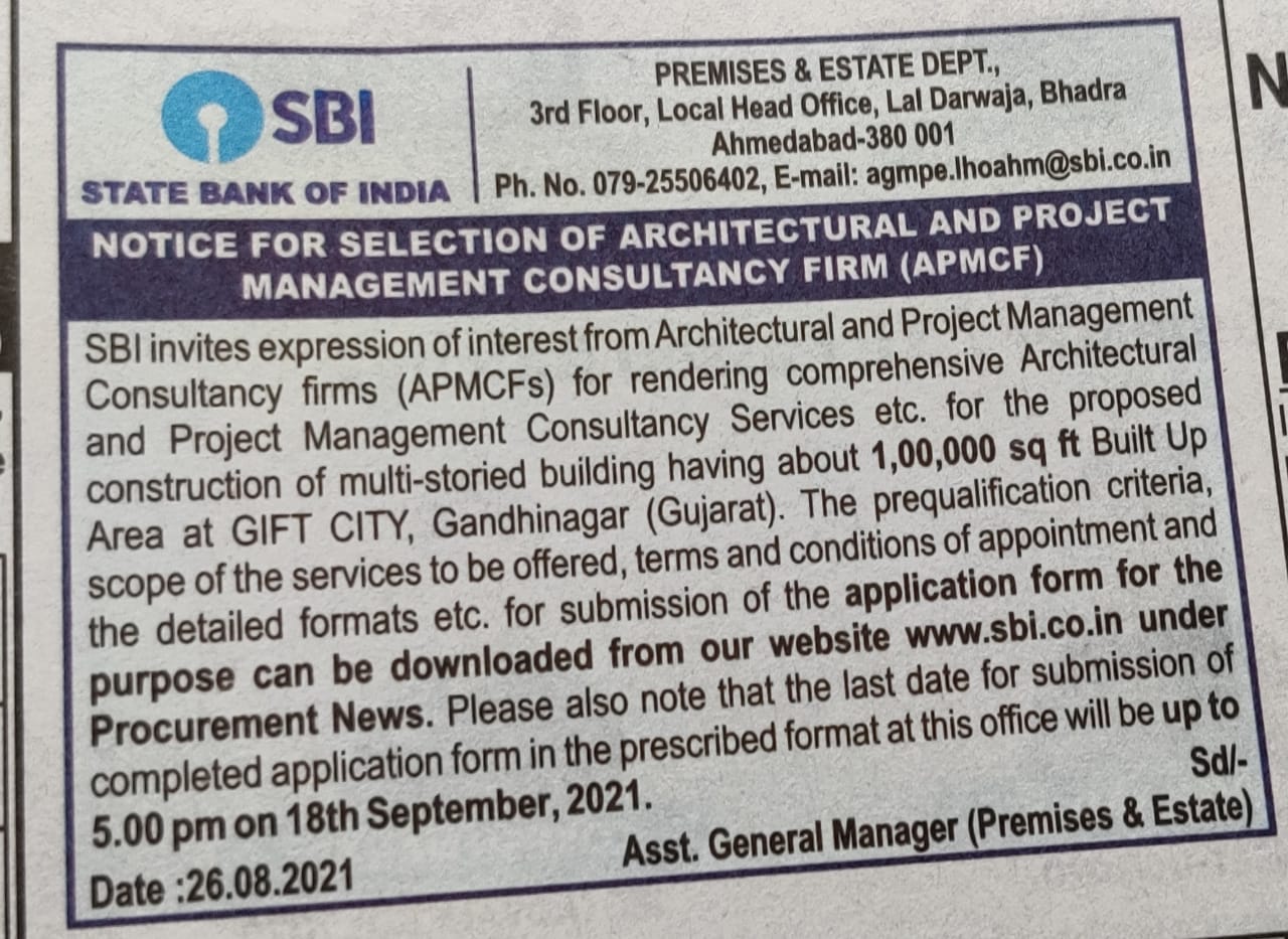 Gujarat Tender for Architectural and Project Management Consultancy