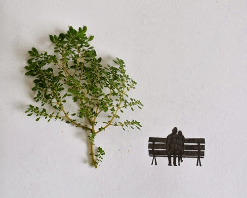 06-Couple-on-a-bench-Freelance-Illustrator-Tang-Chiew-Ling-Art-with-Leaves-www-designstack-co