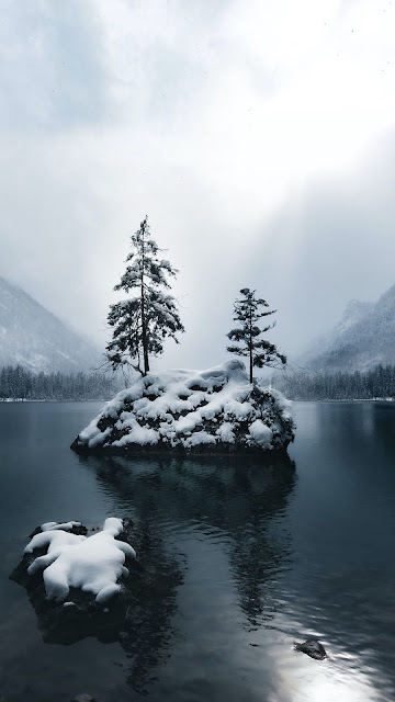 Screen background, Snow, Winter, Mountains, Lake, Forest, Trees, Fog Screen background, Snow, Winter, Mountains, Lake, Forest, Trees, Fog