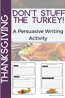 Pin for a persuasive writing prompt, not for roasting a turkey