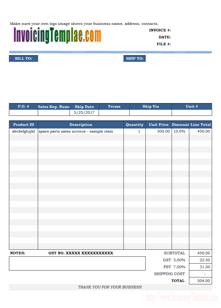 Auto Parts Invoice Template Invoice Template Auto Parts Invoice Template Invoice Template