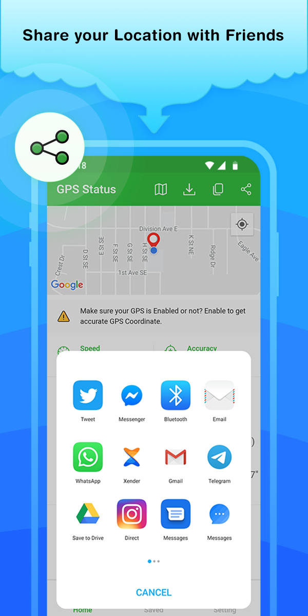 Share My Location with simple GPS Coordinates Stamp and share your