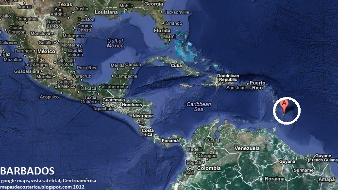 MAPAS DE BARBADOS America - BARBADOS, Ubicacion En Centroam%C3%A9rica, Vista Satelital, Google Maps 2012