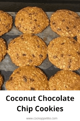 These chewy coconut chocolate chip cookies are easy and quick to make. You taste the soft chocolate chips with every bite you take. They are healthy and you won't regret making them.  Soft and chewy coconut cookies.