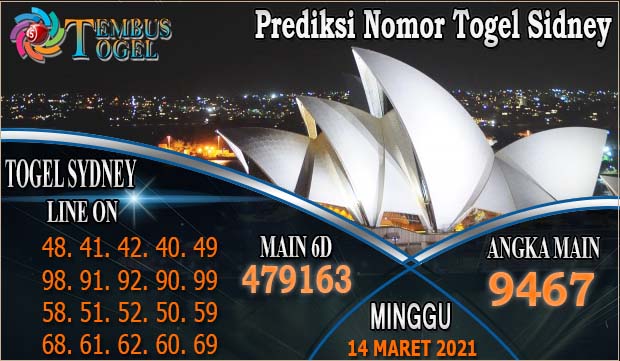 Prediksi Nomor Togel Sidney Minggu Tanggal 14 Maret 2021