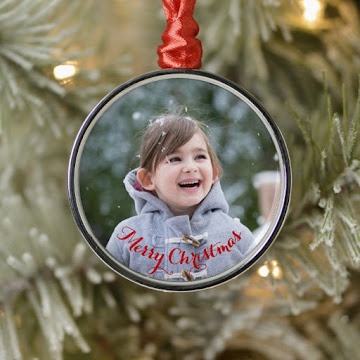 Create Your Own Round Silver Colored Metal Holiday Christmas Photo Ornament