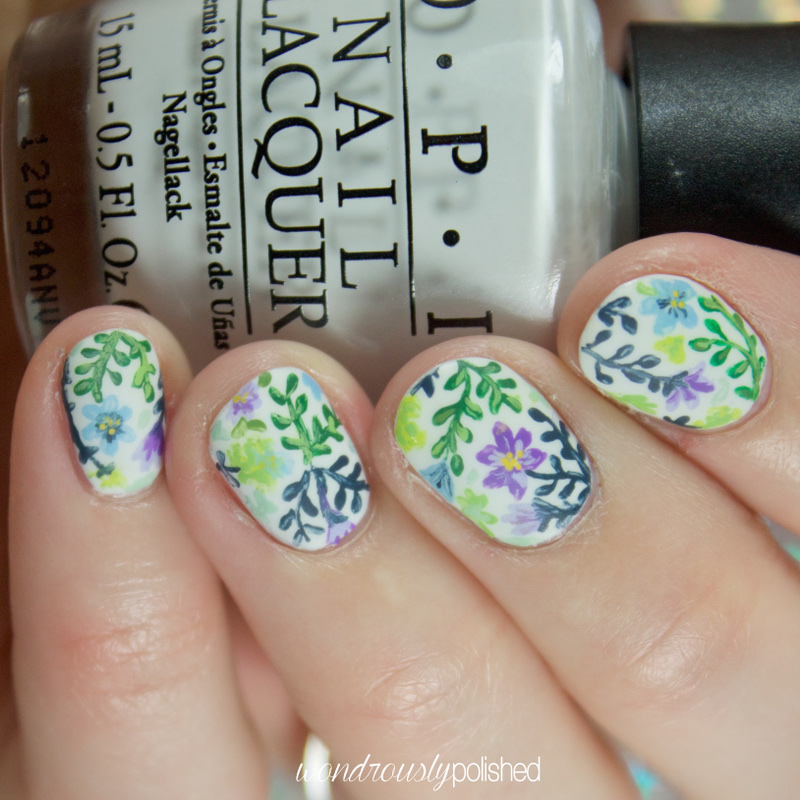 Wondrously Polished Garden Party Floral Nail Art